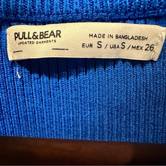 Pull & Bear Long Sleeve Ribbed Royal Blue Crop Top Women’s Size Small - Picture 5 of 6